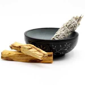 Carved Soapstone Bowl with White Sage and Palo Santo