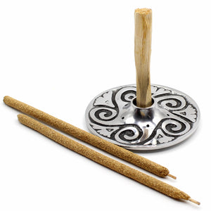 Metal Swirl Palo Santo Holder and Incense Burner with 1 Palo Santo Stick and 2 Palo Santo Incense Sticks