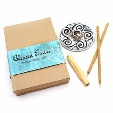 Load image into Gallery viewer, Metal Swirl Palo Santo Holder and Incense Burner with 1 Palo Santo Stick and 2 Palo Santo Incense Sticks
