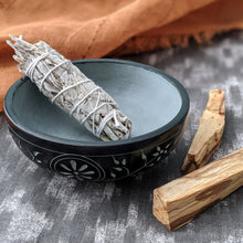Load image into Gallery viewer, Carved Soapstone Bowl with White Sage and Palo Santo
